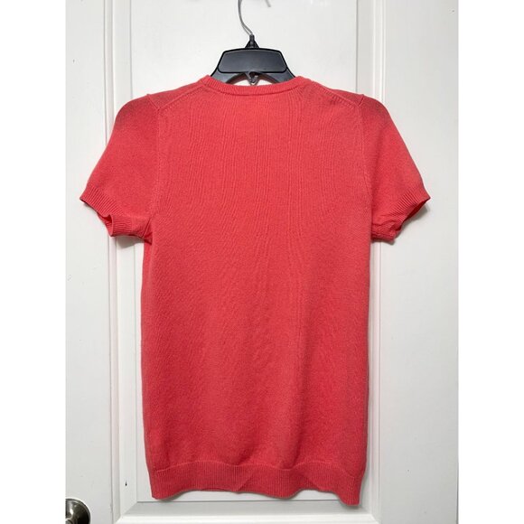 J.Crew 100% Cashmere Womens Short Sleeve Crewneck Sweater Coral Pink Size S - Picture 5 of 6